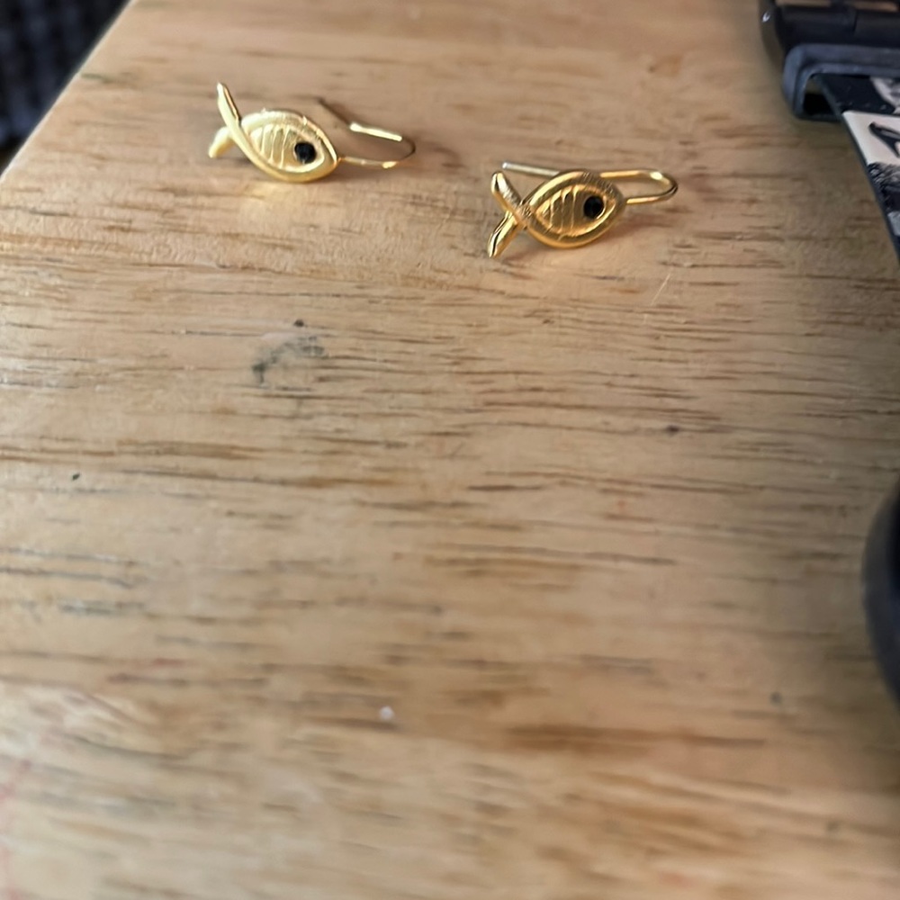 Jesus fish hook earrings